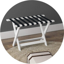 Luggage Rack for Guest Room, Foldable Solid Wood Luggage Stand, 80x45x58cm, Easily Movable, White