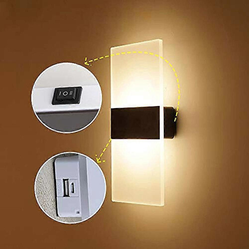Battery powered indoor wall lamp with switch, battery powered wall lamp, LED light, USB rechargeable, 2