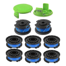 Vervangende trimmerdraad voor Greenworks 24V 40V 80V snoerloze onkruidverdelger, 8 spoelen en 2 doppen