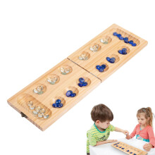 Wooden Board Chess Set, Portable African Stone Game for Travel, Educational Strategy Toy for Kids and Adults