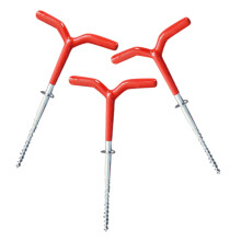3-Piece Fishing Tent Stake Ice Anchor Tool Winter Accessories for Outdoor Camping, Red Sand Anchors and Spark Plug Wrench