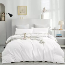 (White, King) Plain Duvet Cover 3pc Reversible Microfiber Quilt Cover - Single, Double & King Bed Sizes