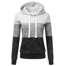 Couple Hooded Jacket for Women and Men, Slim Fit Zip Sweatshirt with Pockets, Long Sleeve Blouse, Autumn Stripes, White, Size S