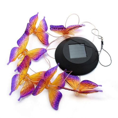 Solar-powered wind chime lights color-changing, butterfly-shaped 1