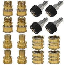 16-teiliges Hochdruckreiniger-Adapter-Set, Schnelltrenn-Kit, M22-Drehgelenk auf 3/8 Zoll Schnellverbindung,