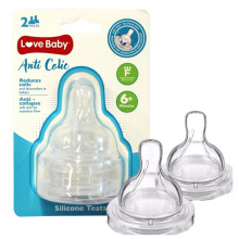 Love Baby Anti-Colic Silicone Teats Fast Flow 2s| usually 6 months & above| Hygienic Replacement | Anti-Colic Valve