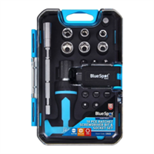 BlueSpot Blue Spot Tools Ratchet Screwdriver Bit And Socket Set 18 Piece