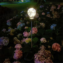 Lampada decorativa da terra con inserto solare a sfera per giardino