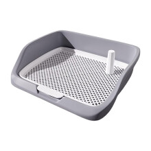 Dog Toilet Cat Litter Tray for Small Dogs, Grey Puppy Potty Trainer, Corner Design, Easy Clean, Indoor Use