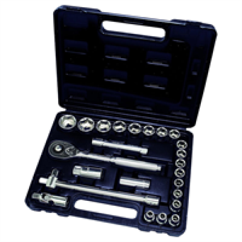 Hilka Hilka Tools 1/2 Inch Drive Socket Set Metric - Silver