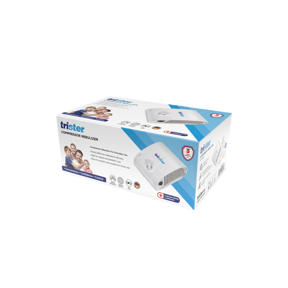Trister Compressor Nebulizer TS 141NZC | Portable Nebulizer for Adults & Kids, Asthma & Respiratory Relief, Medical Grade Inhaler w/ Mask & Mouthpiece