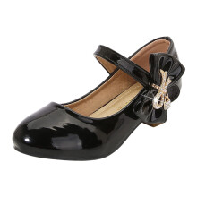 Children's High Heels Girls Sandals Black 32 EU Elegant Closed Toe Party Shoes Low Heel Wedding Dress Shoes