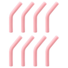 Silicone Straw Tips Pack of 8, Soft Reusable Light Pink Covers for 8mm Stainless Steel Straws, Angle Design