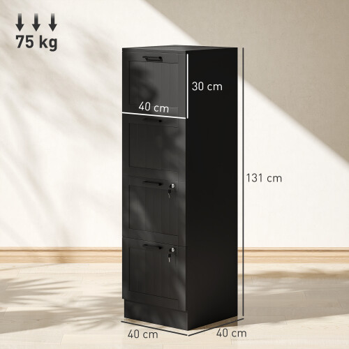 Homcom (Black) HOMCOM 4 Drawer File Cabinet with Lock and Adjustable Hanging Bars 2