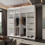 Modern Bedroom Sliding Wardrobe With Mirror Doors & Storage 203cm White-White 3
