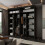 Modern Bedroom Sliding Wardrobe With Mirror Doors & Storage 203cm Black 3