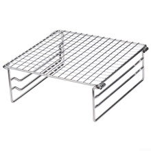 Foldable Grill Net - Adjustable Height Stainless Steel Mini Grill Grate for Outdoor BBQ Charcoal Cooking Accessories