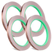 4 Rolls Copper Foil Tape for Guitars, Heavy Insulation Adhesive Tape, White Self Foil, Copper Shielding, Metal Tape