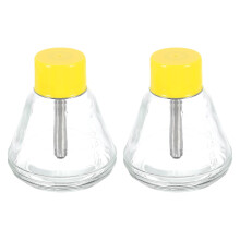 Glass Solution Alcohol Dispenser 180 ml 2-Pack Cone Shape Pump Bottle with Plastic Cap and Copper Core for Acetone Nail Polish Remover