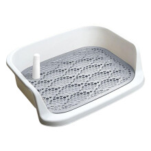 Pet Dog Toilet Tray, Removable Anti-Splash Puppy Potty Holder, Indoor Training Pad, White Grey Color, Easy Clean Design