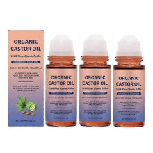 (3pcs) 1-3X Organic Golden Castor Oil Roll-On with Rose Quartz | 100% Pure for Skin 50ML - HF