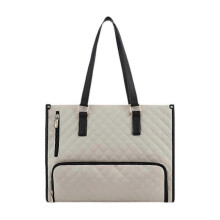 (Beige) Womens Lunch Tote Bag Lunch Box Bag Computer Shoulder Handbag for Casual Office - KM