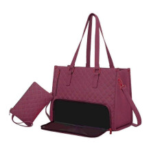 (Red) Womens Lunch Tote Bag Lunch Box Bag Computer Shoulder Handbag for Casual Office - KM