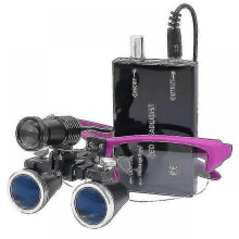 (3.5X, Purple) 2.5x/3.5x 420 Mm Dental Loupe Magnifier Binocular Magnifier Surgery Surgical Operation Loupe With Spotlight Head Light - JA