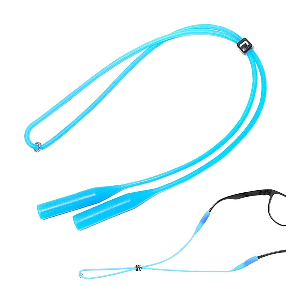 Silicone Adjustable Eyeglass Strap for Sports, Blue Eyeglass Strap, Elastic Eyeglass Holder for Men and Women