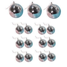 15 Pack Christmas Decoration Baubles Silver Glass for Hanging Indoor Mirror Ball Disco Reflective Ornaments