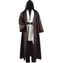 (L, White) Adult Tunic Costume For Jedi Outfit Skywalker Halloween Cosplay Costume Hooded Robe Cloak Full Set Uniform Three Versions - DSW