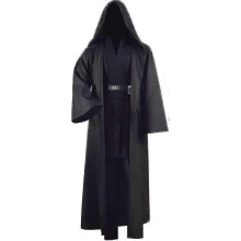 (XS, Black) Adult Tunic Costume For Jedi Outfit Skywalker Halloween Cosplay Costume Hooded Robe Cloak Full Set Uniform Three Versions - DSW