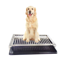 Dog Toilet Metal Potty Trainer Large Stainless Steel Indoor Outdoor Potty Pad Holder 62x42x8CM with Rubber Feet