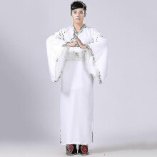 (M 160-165CM, White) Mens Hanfu Traditional Costumes Clothing