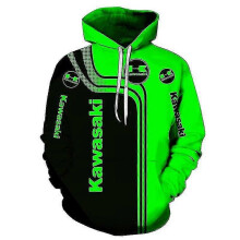 (XXS, 140) 2022 Spring And Autumn New Kawasaki 3d Printer Digital Printing Zipper Hoodie Motorcycle Running Hoodie Men Ladies New