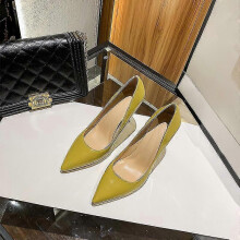 (34, yellow 6cm) Women Red Sole Pumps New Sexy Bottom Pointed Toe Black Thin High Heel Shoes 8cm 10cm 6cm Shallow Sexy Wedding Shoe