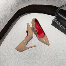 (34, nude 8cm) Women Red Sole Pumps New Sexy Bottom Pointed Toe Black Thin High Heel Shoes 8cm 10cm 6cm Shallow Sexy Wedding Shoe