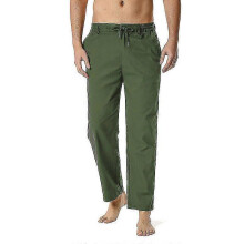 (XXL, Army green) Men'S Relaxed-Fit Linen Pant With Drawstring Elastic Waist Pockets