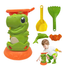 Sand Toy - Plastic Sand Molds with Animal Motifs for Children Outdoors - Green Dinosaur Sandbox Toy Set