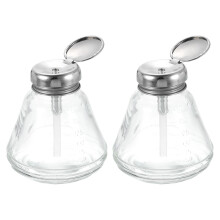 Solvent Alcohol Dispenser 180ml Pump Bottle Set of 2 with Plastic Tube and Aluminum Core for Acetone and Nail Polish Remover