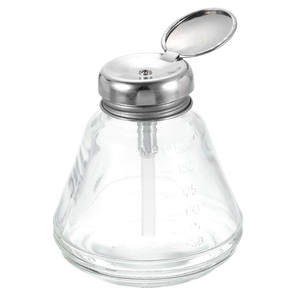 Solvent Alcohol Dispenser 180ml Conical Pump Bottle with Plastic Tube and Aluminum Core for Acetone and Nail Polish Remover