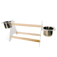 Parrot Play Stand with Food Bowl, Adjustable Bird Activity Holder, Sturdy Wooden Bird Play Gym for Small to Medium Birds