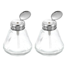 Solvent Alcohol Dispenser 2-Pack, 180 ml Conical Pump Bottle with Plastic Tube and Copper Core for Acetone Nail Polish Remover