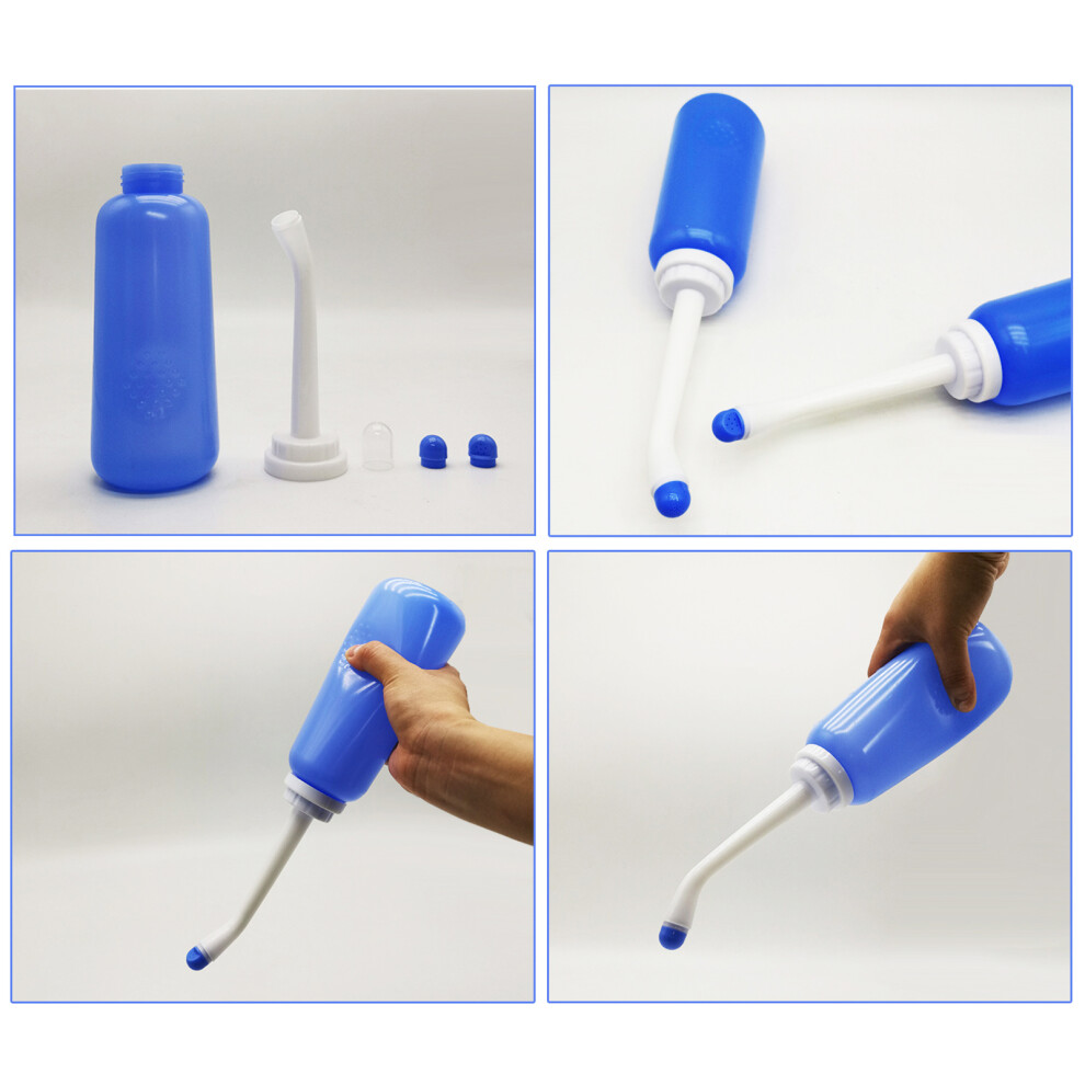 Handheld 500ml Travel Bidet Bottle with 2 Nozzle Spray & Storage Bag