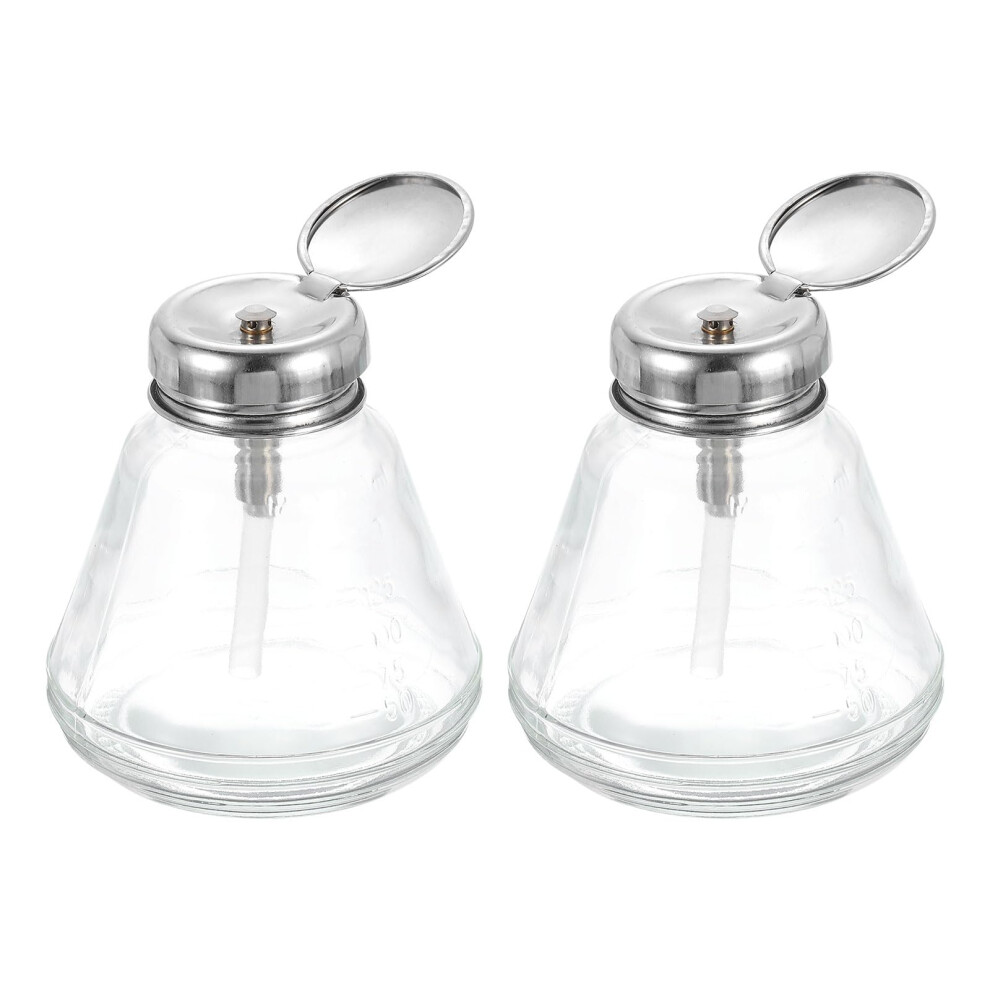 Solvent Alcohol Dispenser 2-Pack, 180ml Conical Pump Bottle with Plastic Tube and Copper Core for Acetone Nail Polish Remover