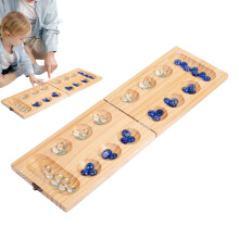 Marble Game - African Wooden Board Game Set, Portable Educational Toy for Kids and Adults, Family Travel Relaxation