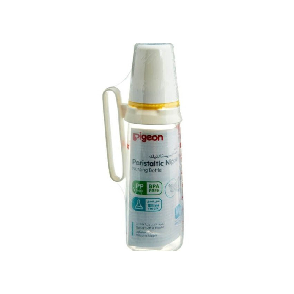Pigeon KPP Standard Neck Nursing Bottle With Handle (4 months and older) | Promotes Self-Feeding - 240ml
