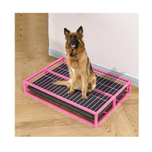 Metal Dog Toilet with Square Tube, Pink Pet Toilet for Bathroom, Apartment or Balcony, 54x37x8cm, Holds Up to 100kg
