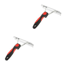 Cleaning Brush Set for Horses and Dogs, Metal Deshedding Rake, 2 Pieces 18x15.8cm, Assorted Colors, Horse Care Accessories