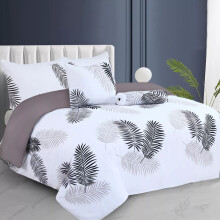 (Double, Leaf) Printed Duvet Cover Set 3PC Reversible Cover with Pillowcases-Soft Microfiber Quilt Cover in Single, Double & King Sizes